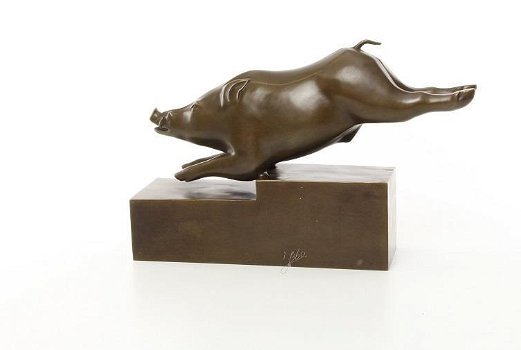 zwijn- bronzen beeld- van een zwijn, art deco stijl - 4