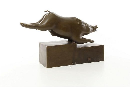 zwijn- bronzen beeld- van een zwijn, art deco stijl - 7