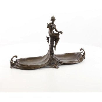 Juggendstil-Een bronzen beeld sculptuur, art nouveau stijl - 0
