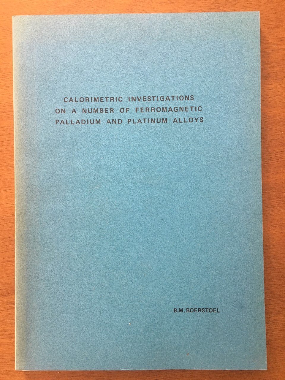Calorimetic investigations on a number of ferromagnetic palladium and platinum alloys - Boerstoel - nr. 1