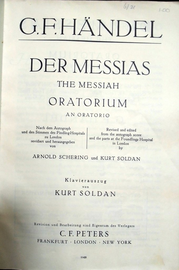 Messiah,Engels/Duits,Oratorium Händel,pianouittreksel,zgst - Afbeelding 2