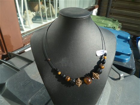 Exclusieve ketting Tijgeroog en Onyx - 0