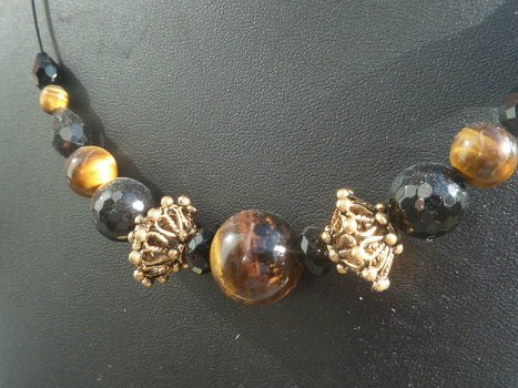 Exclusieve ketting Tijgeroog en Onyx - 3