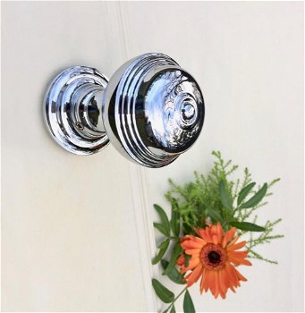 Deurknop, antiek-voor de voordeur-gepolijst chroom-knop - 0