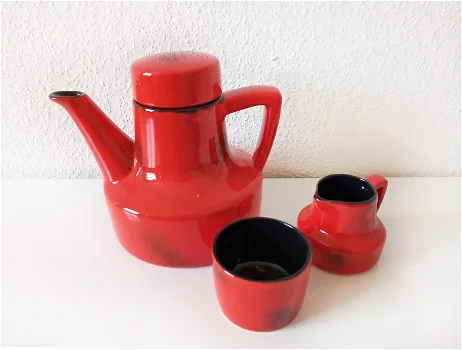 leuk retro rood koffiesetje - 0