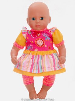 Annabel 36 cm Setje roze/geel/streep/bloem