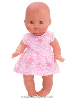 Paola Reina 34 cm Setje roze/wit/vogeltjes