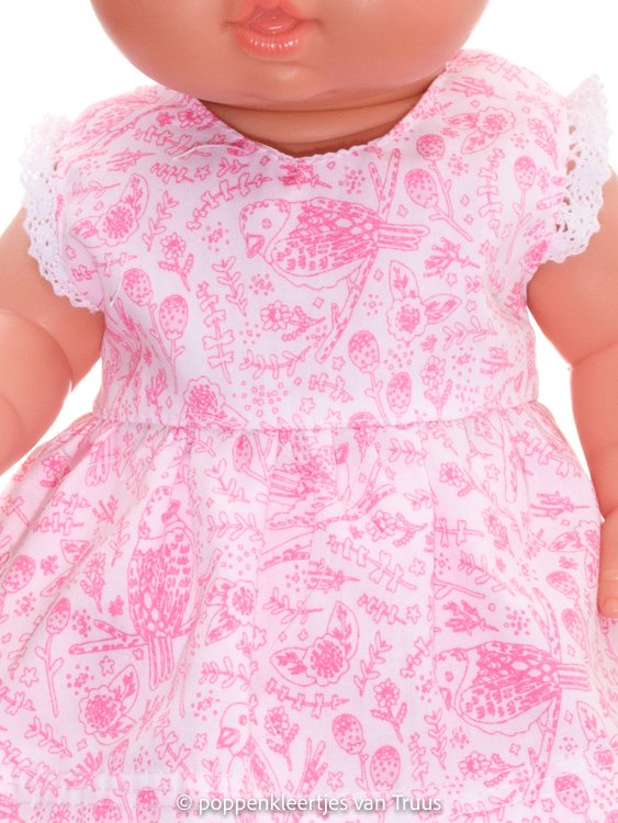Paola Reina 34 cm Setje roze/wit/vogeltjes - Afbeelding 2