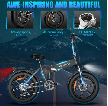 DOCROOUP DS2 Electric Folding Bike 20*4.0 50km/h 50km Range - 4