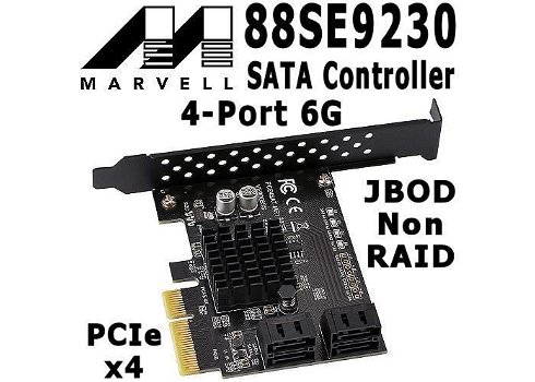Marvell 88SE9125 6G SATA PCIe Controller, 2-6 Port, SSD, W10 - 3