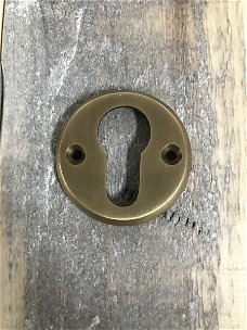 1 PZ-Rosette, cilinderslot rozet ronde PZ, messing patina