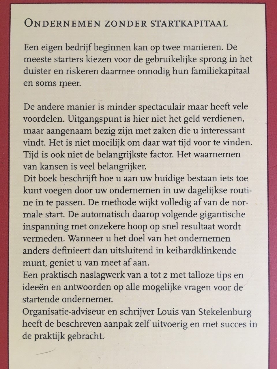 Ondernemen zonder startkapitaal - Louis van Stekelenburg - Afbeelding 2