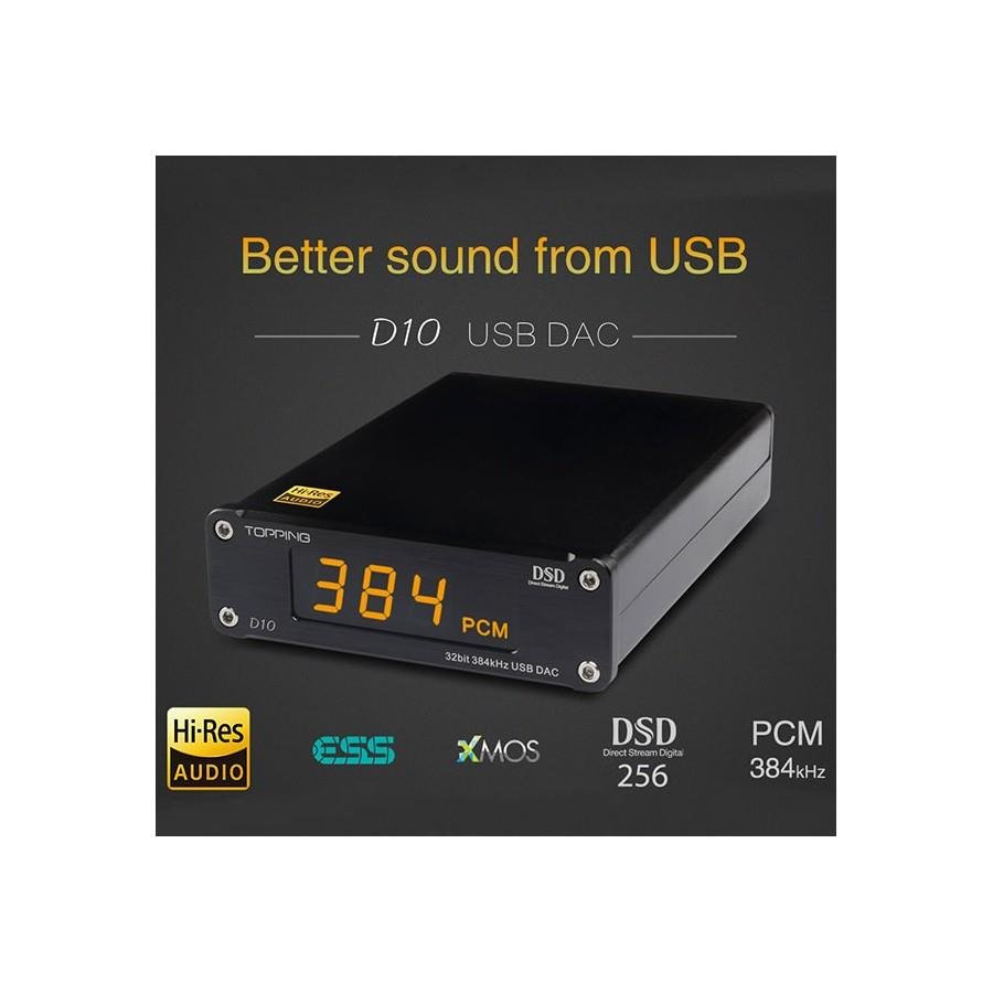 TOPPING D10 USB DAC 32bit/384kHz DSD 256 XMOS U208 - Afbeelding 2