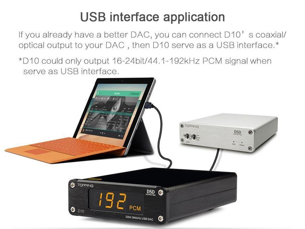 TOPPING D10 USB DAC 32bit/384kHz DSD 256 XMOS U208 - Afbeelding 3