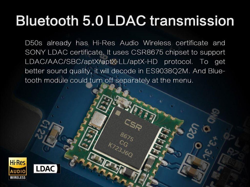 TOPPING D50S DAC 2x ES9038Q2M XMOS U208 Bluetooth 5.0 LDAC - Afbeelding 4