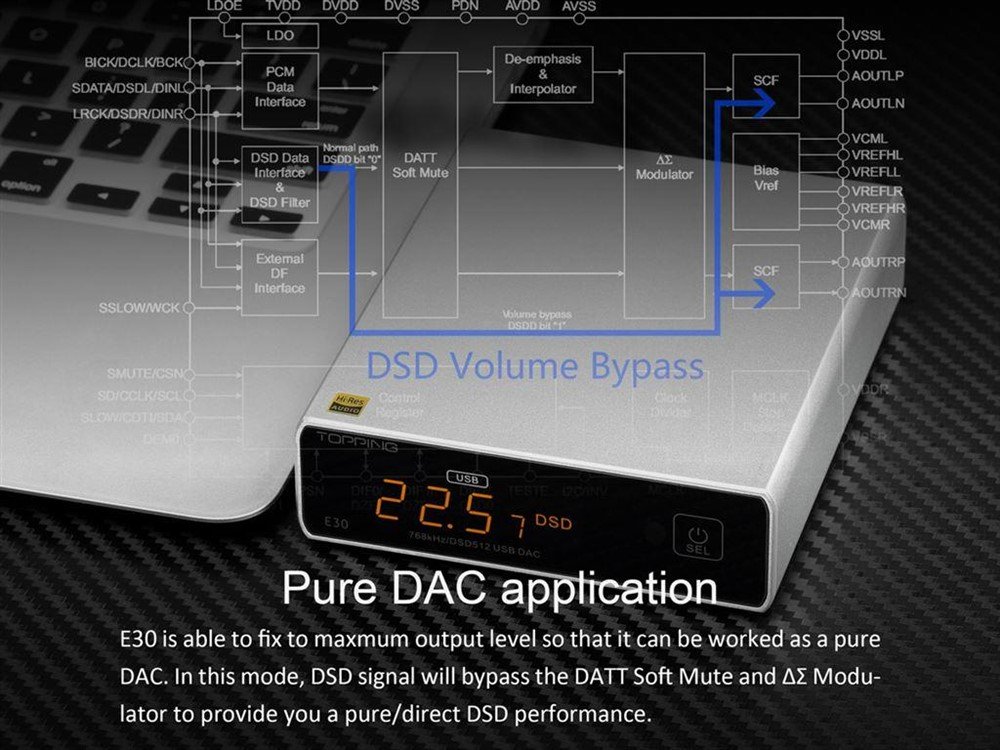 TOPPING E30 Multi input PCM768 DSD512 AK4493 afstandsbedieni - Afbeelding 5