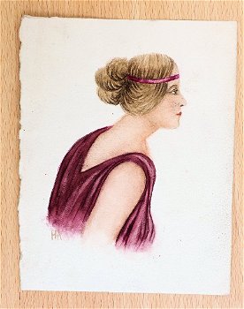 A373 H. ABAHOUNI ca. 1920 Tekening Dame met haarband - 0