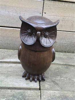 Een kleine uil gemaakt van hars, hout uiterlijk, leuk-kado - 0