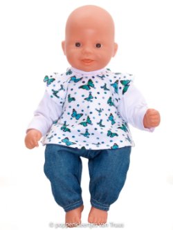 Chou Chou 36 cm Setje vlinders/wit/blauw/groen/stipjes