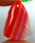 32X24x6mm Red Stripes Onyx Agate Shield kettinghanger - nr. 1