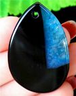 36x24x5mm Black And Blue Druzy Geode Agate druppelvormige kettinghanger - nr. 1