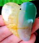43X36x7mm Green And Yellow Druzy Geode Agate hart kettinghanger - nr. 1