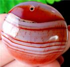 32x7mm Red Stripes Onyx Agate ronde kettinghanger - nr. 1