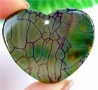 41x35x3mm Unique Green&Purple Dragon Veins Agate Love hartvormige kettinghanger - nr. 1