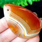 49x32x5mm Unique Orange&White Stripes Onyx Agate druppelvormige kettinghanger - nr. 1