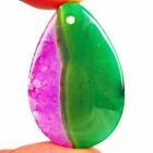 45x30x6mm Peach Green Onyx Druzy Geode Agate druppelvormige kettinghanger