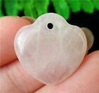 20x20x5mm Unique Natural Rose Quartz Love hart kettinghanger met zilverkleurig klemmetje, - nr. 1