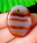 29x22x5mm Brown Stripes Onyx Agate ovale kettinghanger - nr. 1
