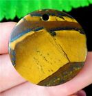 30x4mm Natural Black Tiger Iron Gem ronde kettinghanger - nr. 1