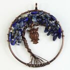 kettinghanger levensboom van lapis lazuli met bronskleurige uil, - nr. 1