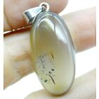 33*15mm natural picture agate kettinghanger met zilverkleurig klemmetje - nr. 1