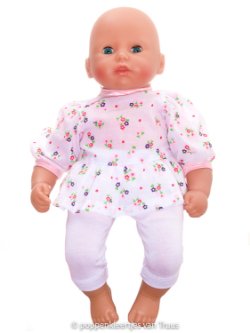 Annabel 36 cm Setje wit/bloemetjes