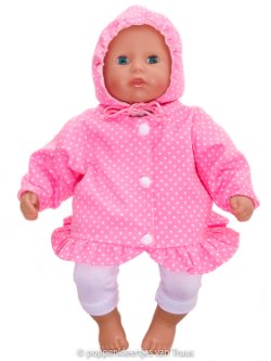 Annabel 36 cm Jasje roze/witte stipjes
