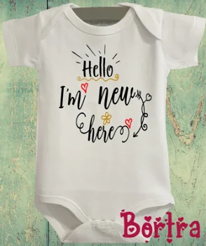 Babyromper met korte mouw - Hello I'm New Here - 0