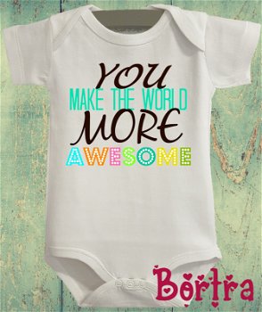 Babyromper met korte mouw - You Make The World Awesome - 0