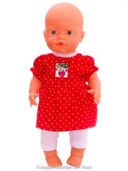 Mon Bébé 40 cm Setje rood/wit/stipjes/aardbei