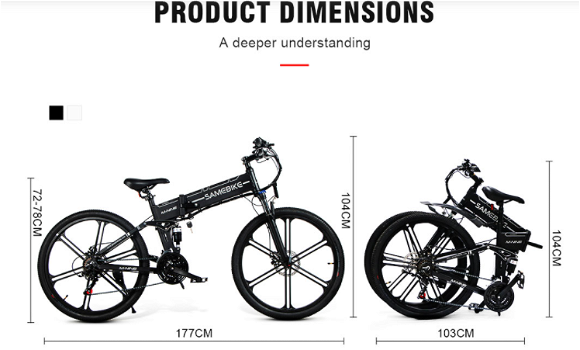 Samebike LO26 II Smart Folding Electr Moped Bike 500W 35km/h - 4