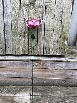 Metalen roos, leuke decoratie voor in de tuin- roos-kado - 4