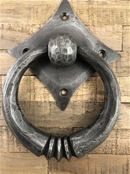 Pull-ring - deurklopper smeedijzer rustieke houten deur - 0