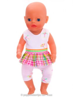 Baby Born Soft 36 cm Setje wit/fluor/ruitjes