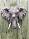 Een fraai wandornament van een olifantenkop,in detail - 7 - Thumbnail