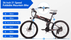KAISDA K1 26 inch 500W 30km/h Folding Electric Moped Bike .. - 6 - Thumbnail