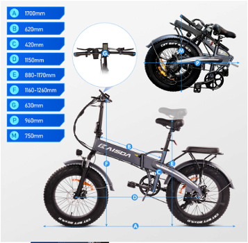 KAISDA K2 20*4.0 inch Fat Tire 500W Max 35km/h Folding Bike. - 2