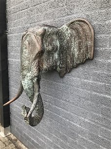 Fors wandornament van een olifant, grijs-zwart,XXL groot!