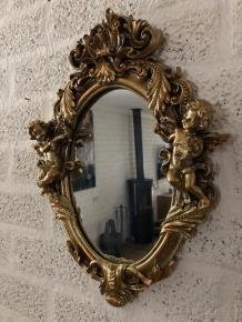 Prachtige spiegel met engelen tafereel, goud kleur.-kado - 5