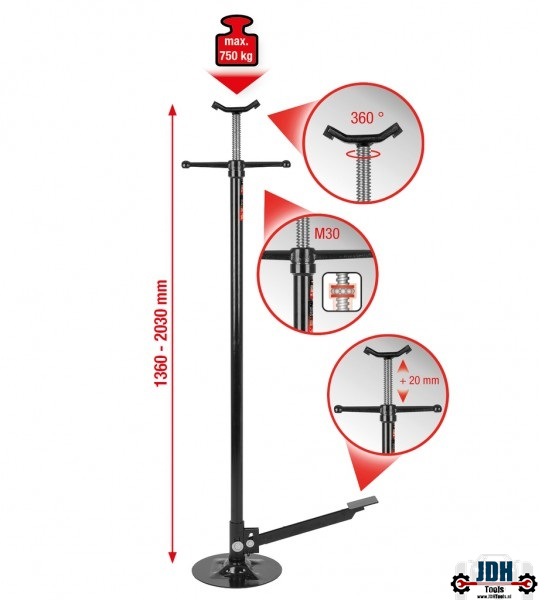 Telescopische steun met pedaal en schroefdraadspindel 750Kg JDH03663 - Afbeelding 2